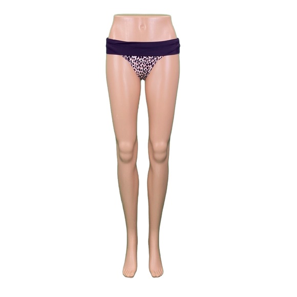 Victoria’s Secret The Fold Over Bikini Purple Leopard Print Bikini Bottom - Picture 1 of 13